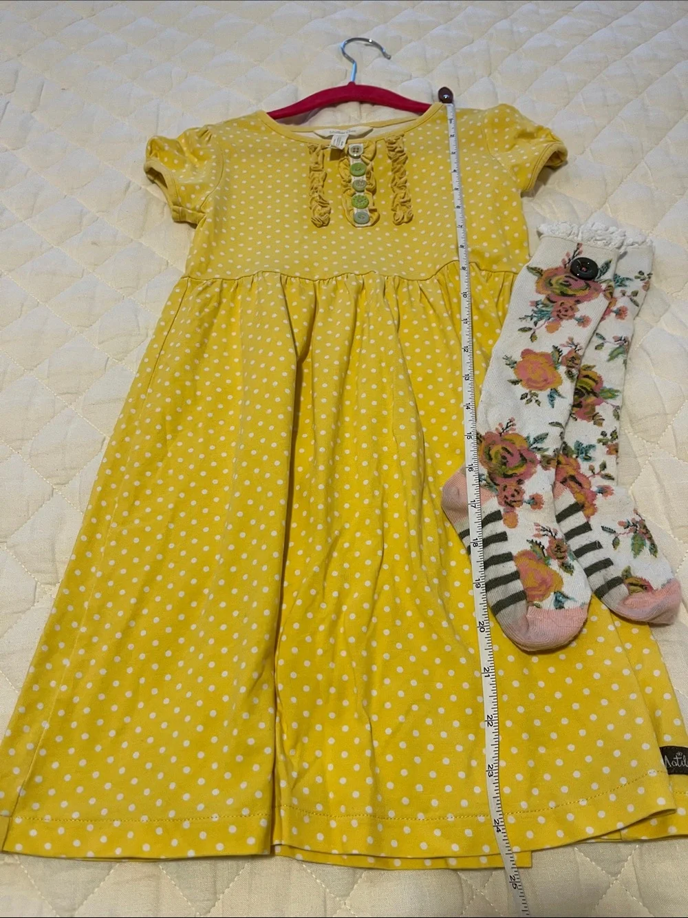Matilda Jane Sunny Yellow Polka Dot Dress with Socks 6